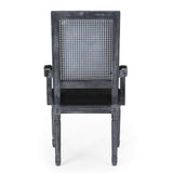 Elegant French Country Style Dining Chair With Cane Backrest