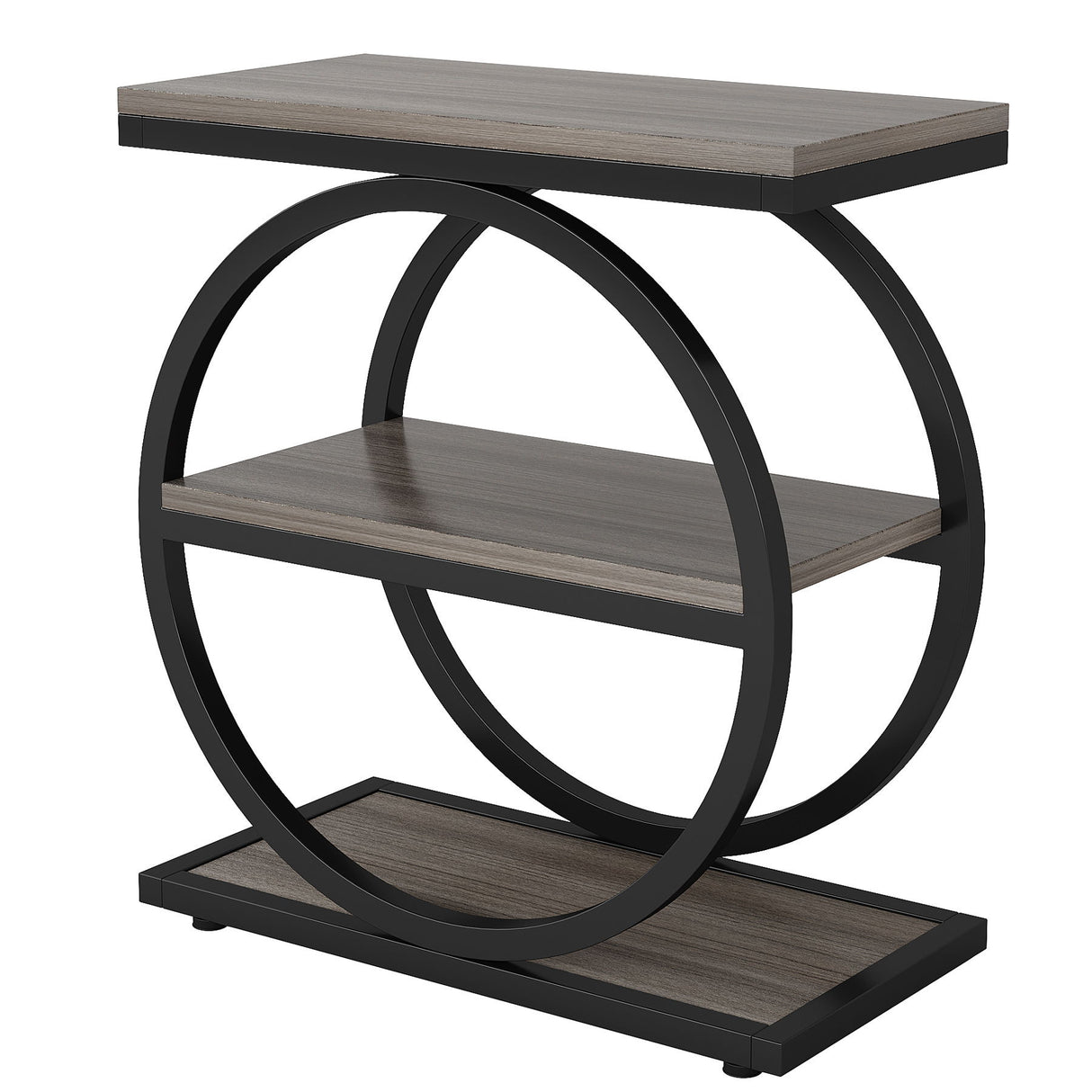 Industrial Narrow End Table With 3 Shelves