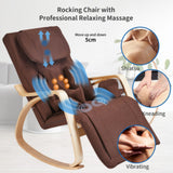 Comfortable Relax Rocking Chair With Full Massage Function Cotton Fabric Air Pressure - Brown