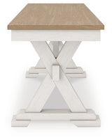 Purlaney - Large Dining Room Bench - Antique White / Natural