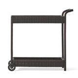 Resin Wicker Bar Cart With Metal Frame - Brown