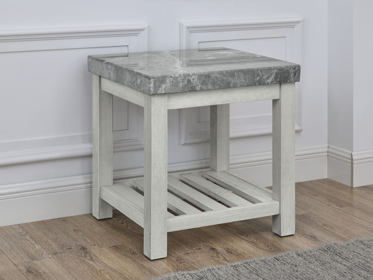 Canova - 3 Piece Gray Marble Table Set - White