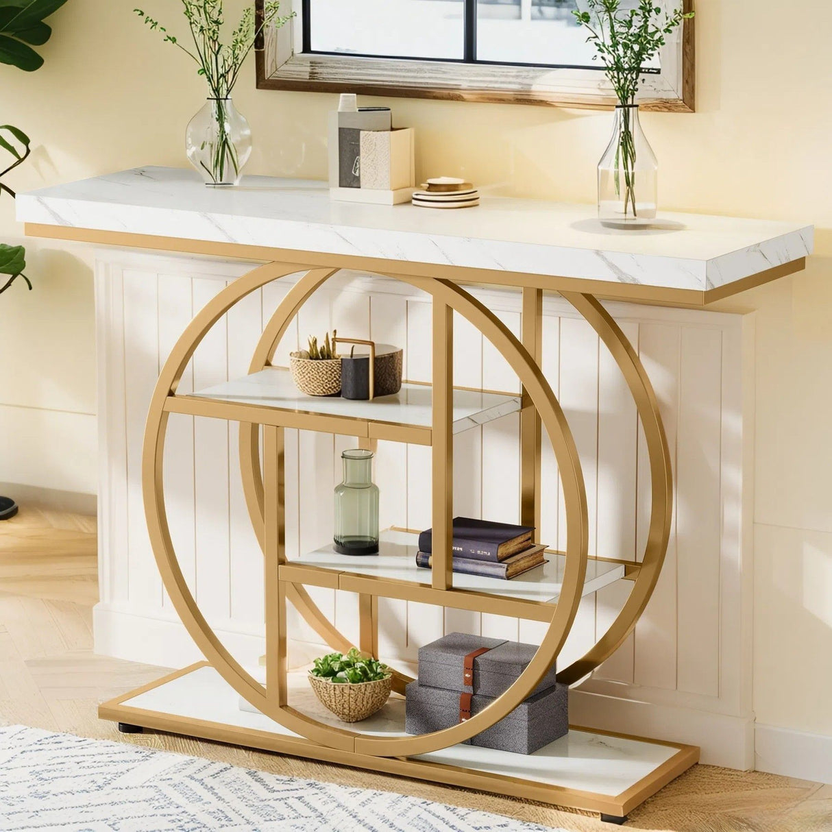 Console Table With 4 Tier Design For Living Hallway