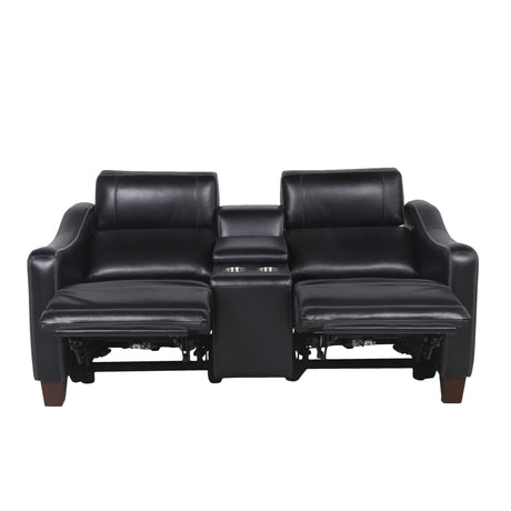 Giorno - Dual Power Console Loveseat - Black