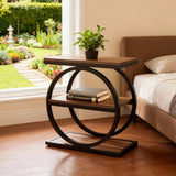 Industrial Narrow End Table With 3 Shelves