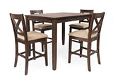 Walnut Creek - Counter 5 Piece Dining Set - Medium Brown Walnut / Beige