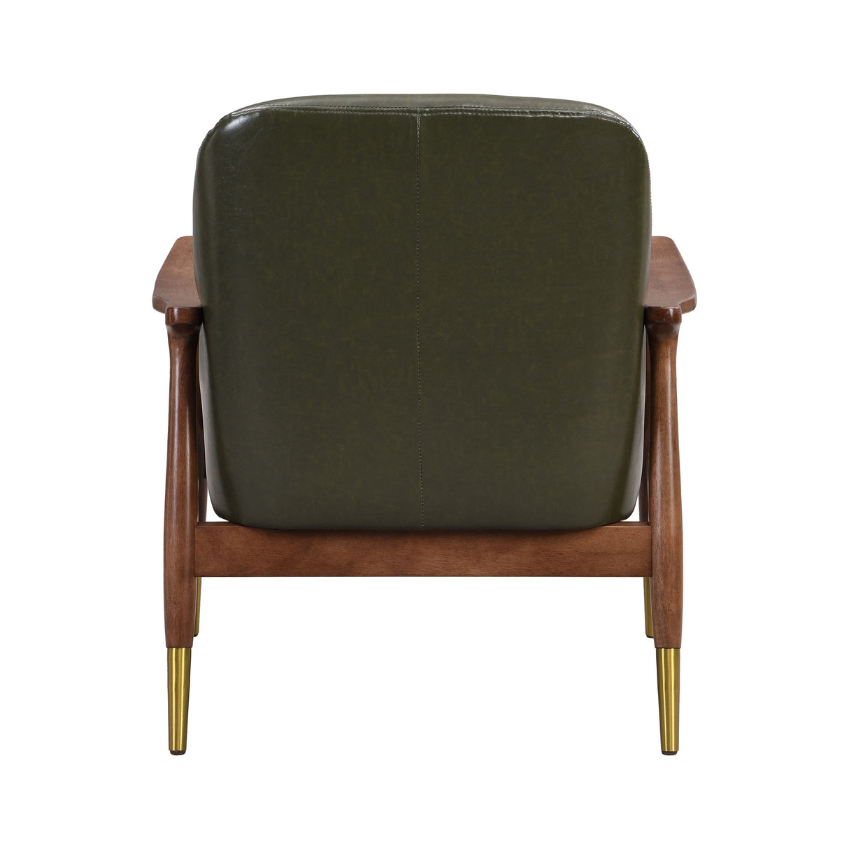 Mid - Century Accent Chair With Cushioned Seat, Brass Tipped Legs
