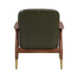 Mid - Century Accent Chair With Cushioned Seat, Brass Tipped Legs
