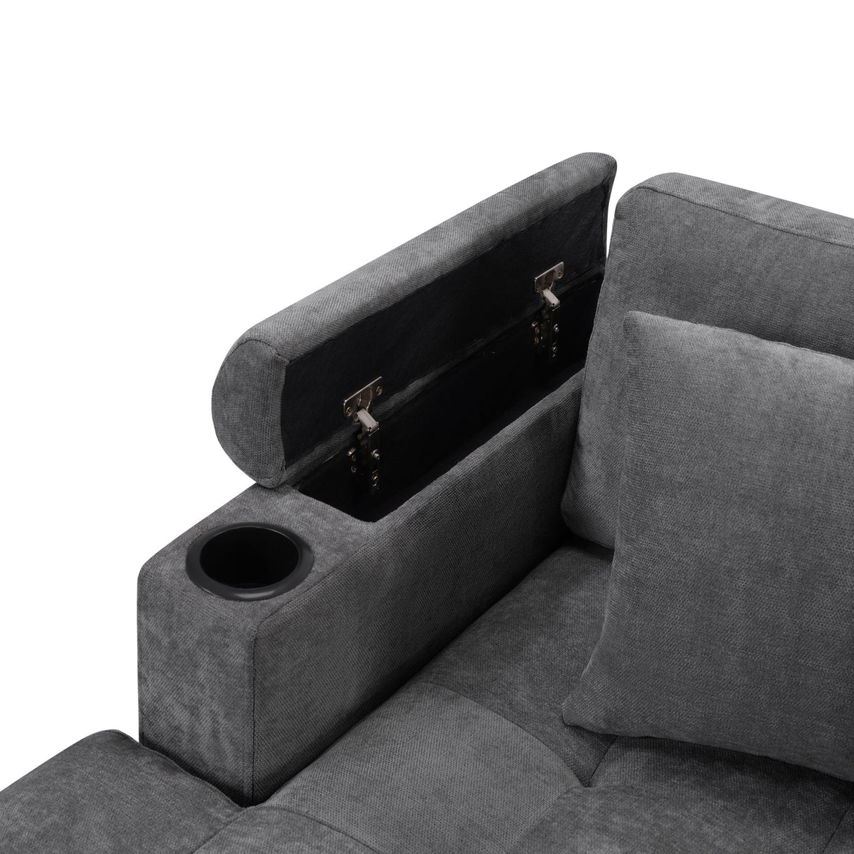 U Shaped Sectional Sofa, Corner Living Room Couch With Built In Cup Holders, Storage, USB Ports