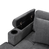 U Shaped Sectional Sofa, Corner Living Room Couch With Built In Cup Holders, Storage, USB Ports
