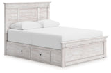 Makidern - Panel Storage Bed With 2 Under Bed Storage Units