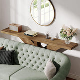 Long Console Table With Geometric Base - Oak