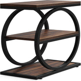 Slim End Tables With 3 Shelves, Compact (Set of 2) - Brown