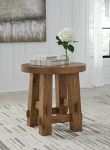Mackifeld - Round End Table - Warm Brown