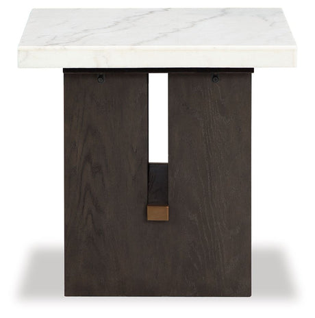 Burkhaus - Rectangular End Table - White / Dark Brown