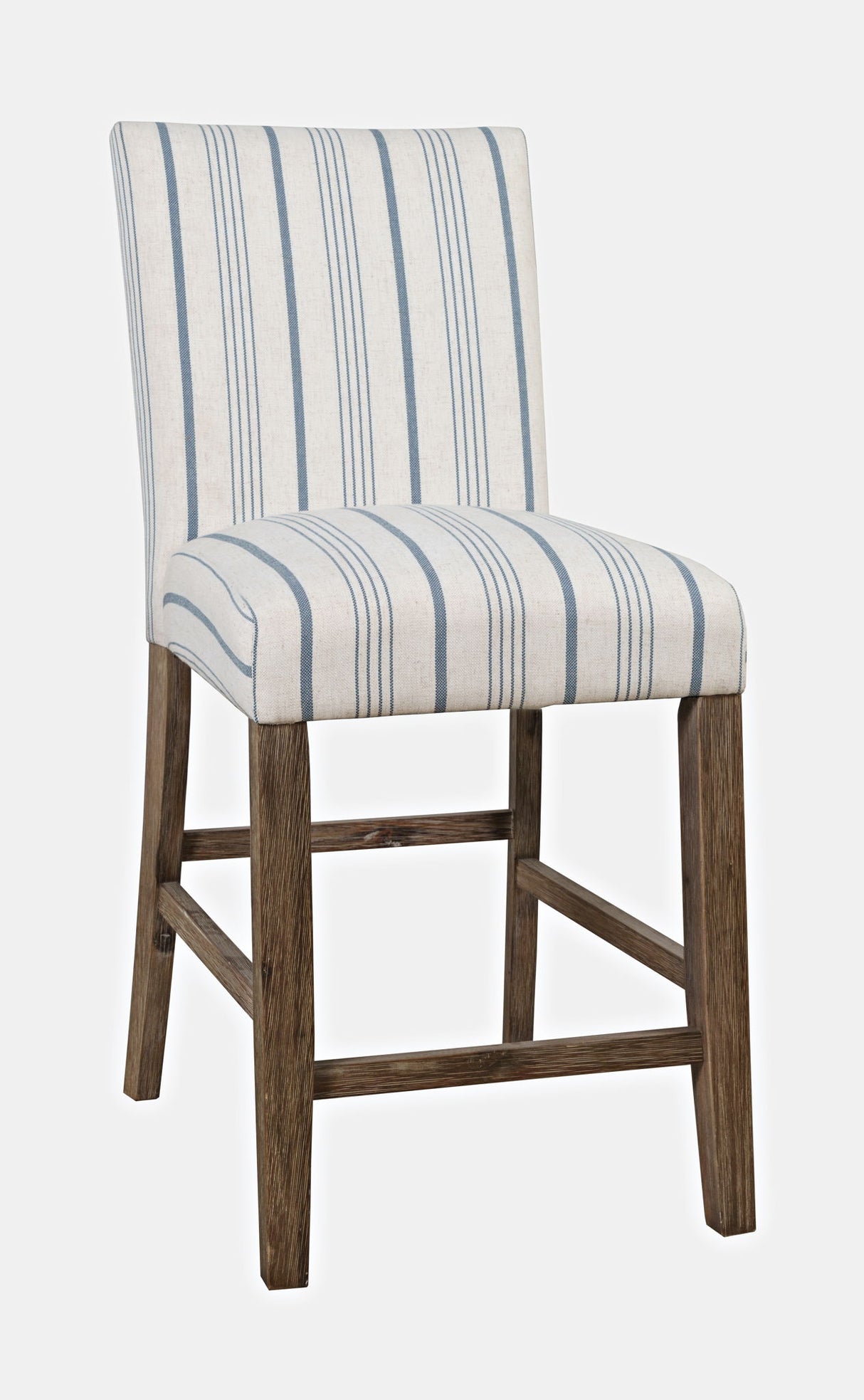 Eastern Tides - Upholstered Counter Stool (Set of 2) - Blue Stripe / White