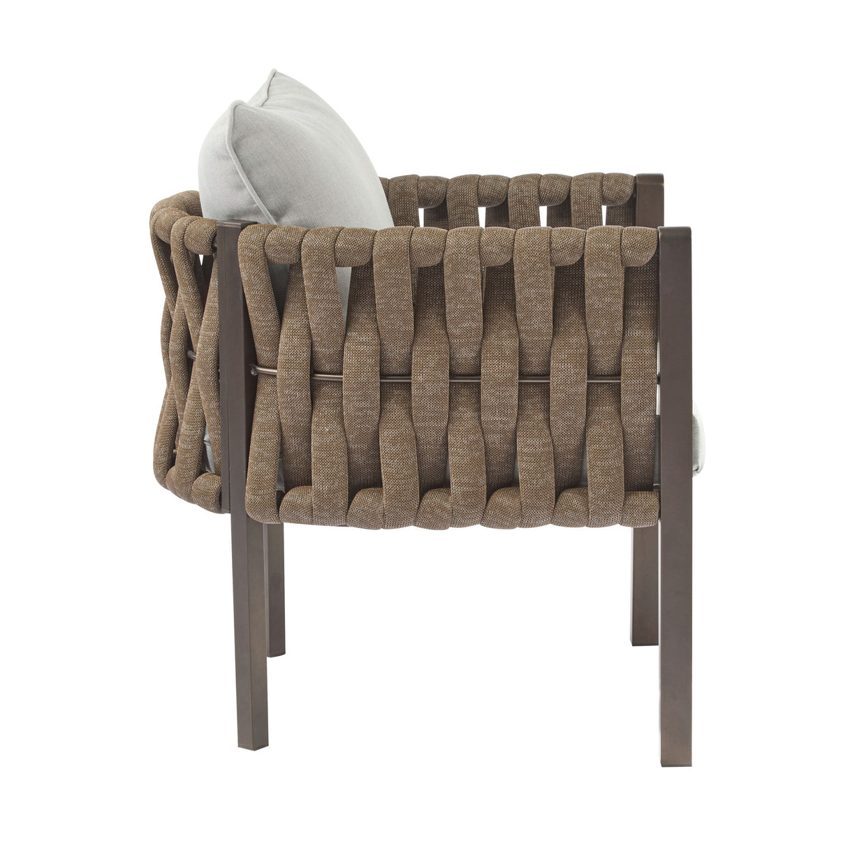 2 Pieces Outdoor Metal Patio Club Chair, Patio Furniture Arm Chair With Cushion, Modern Outdoor Furniture Deep Seating For Porch, Garden, Backyard, Balcony - Brown / Light Gray