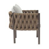 2 Pieces Outdoor Metal Patio Club Chair, Patio Furniture Arm Chair With Cushion, Modern Outdoor Furniture Deep Seating For Porch, Garden, Backyard, Balcony - Brown / Light Gray