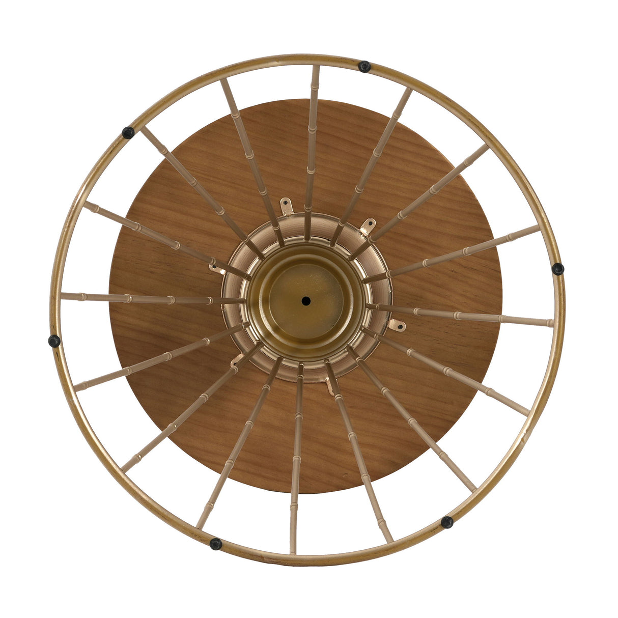 Hollow - Edge Retro Art Pine Side Table With Antique And Natural Color, Iron And Pine Construction - Antique Gold / Natural