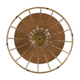 Hollow - Edge Retro Art Pine Side Table With Antique And Natural Color, Iron And Pine Construction - Antique Gold / Natural