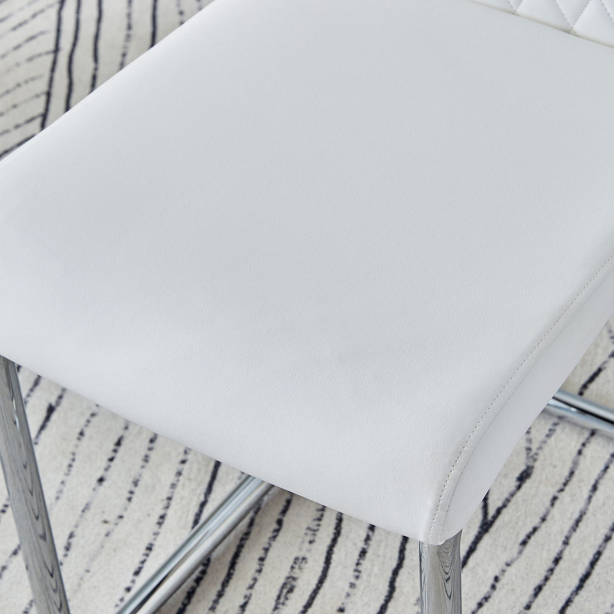 Modern Dining Chairs With Padded Seat, Metal Legs