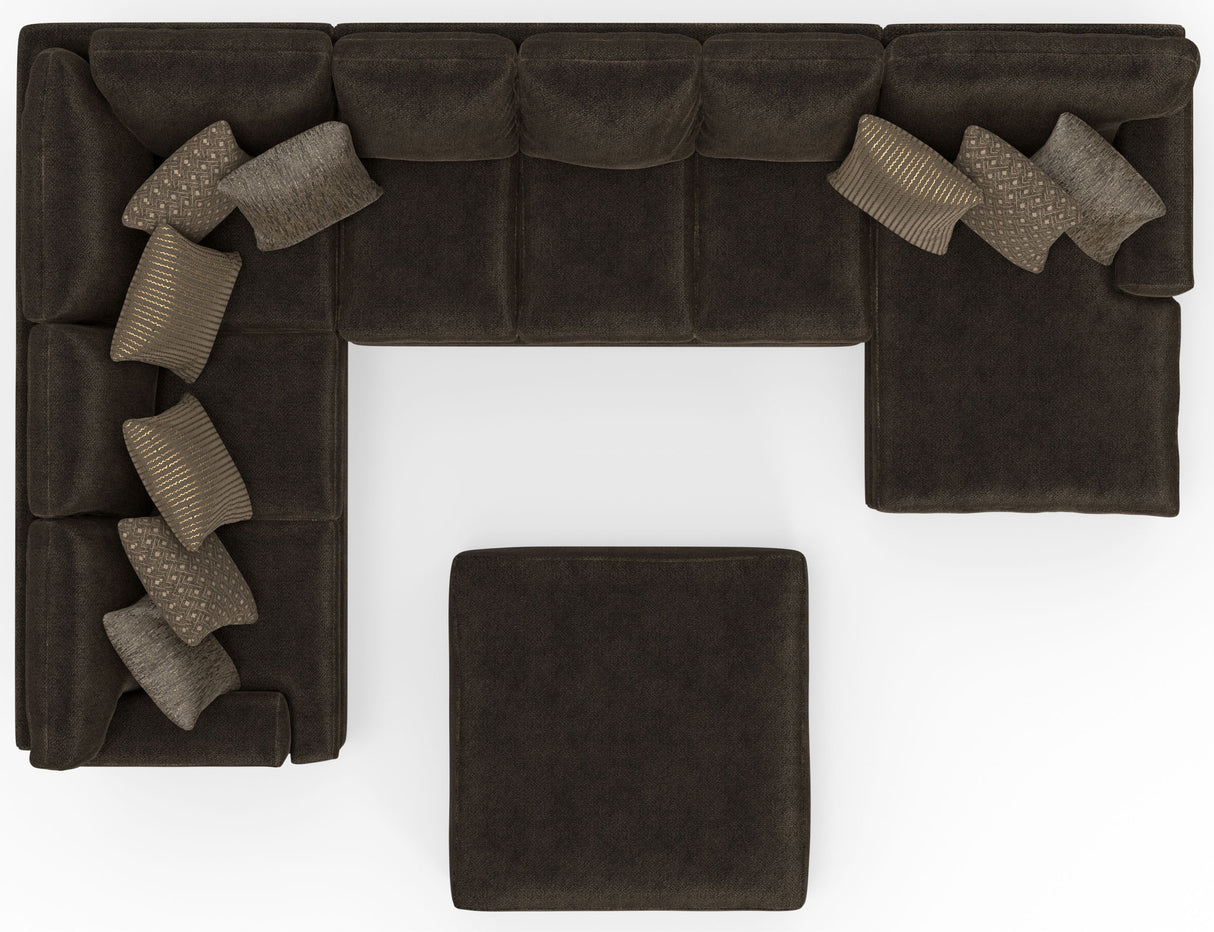 Mammoth - 3 Piece Sectional With Cocktail Ottoman (RSF Chaise) - Chocolate