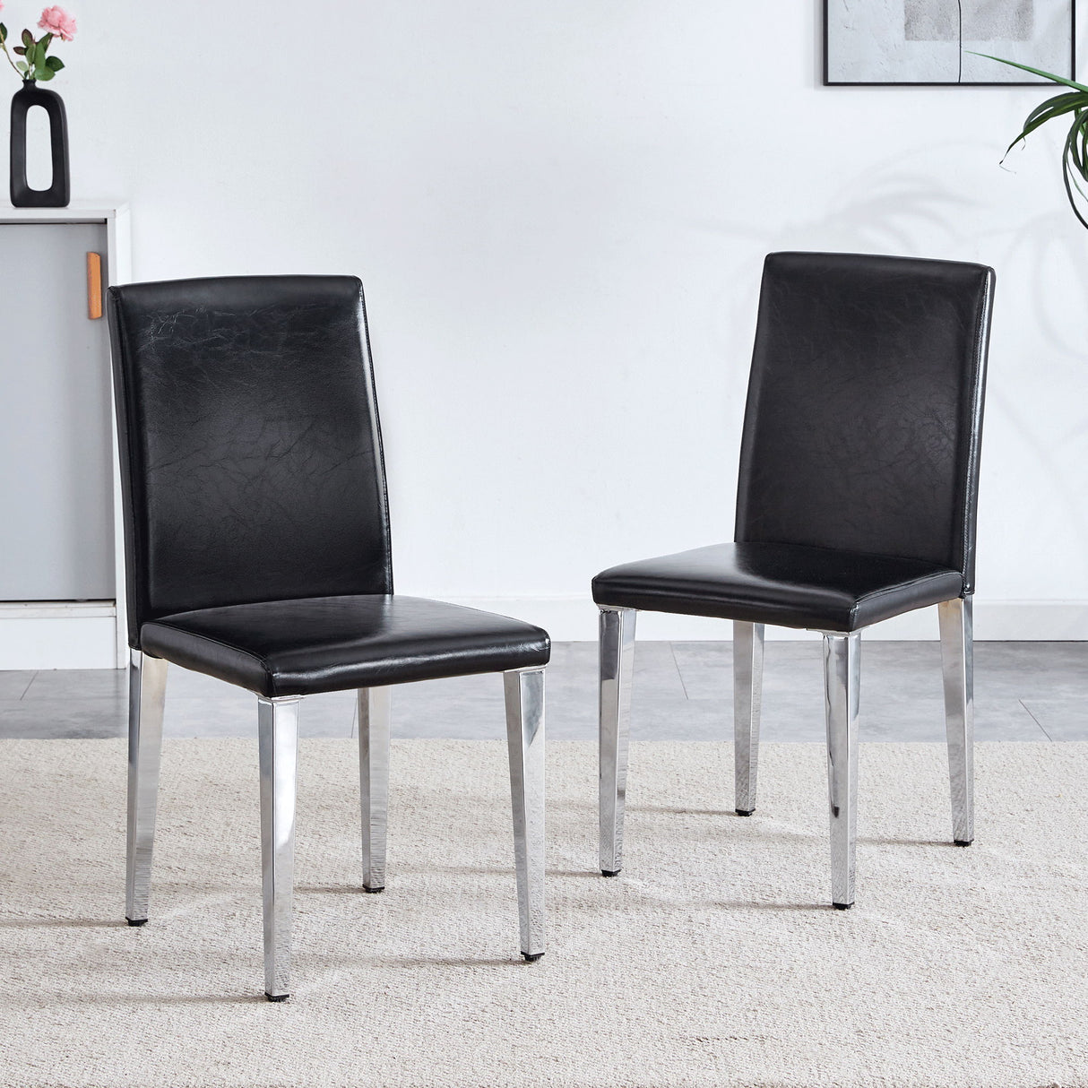 Elegant Upholstered Chairs & Metal Legs