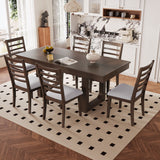 Extendable Dining Set, Farmhouse Extendable Table With Upholstered Chairs