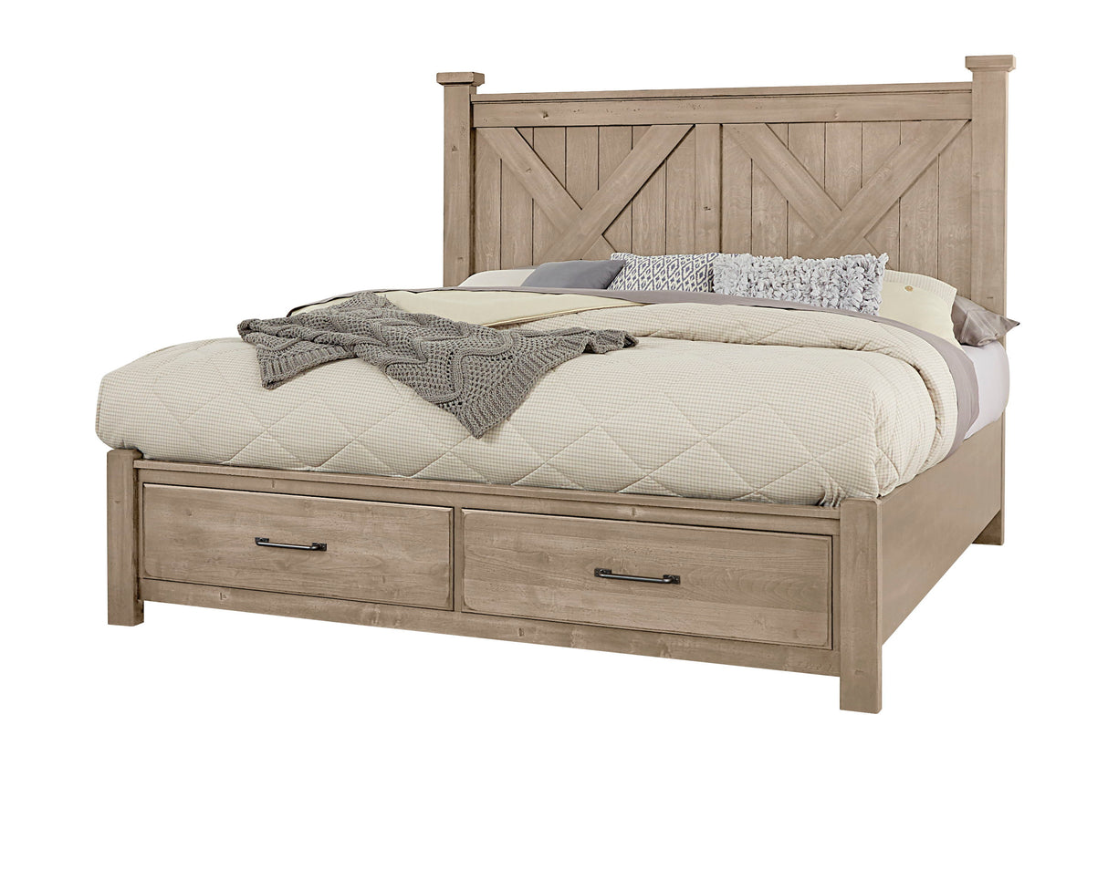 Cool Rustic - King X Bed With Footboard Storage - Clear Maple