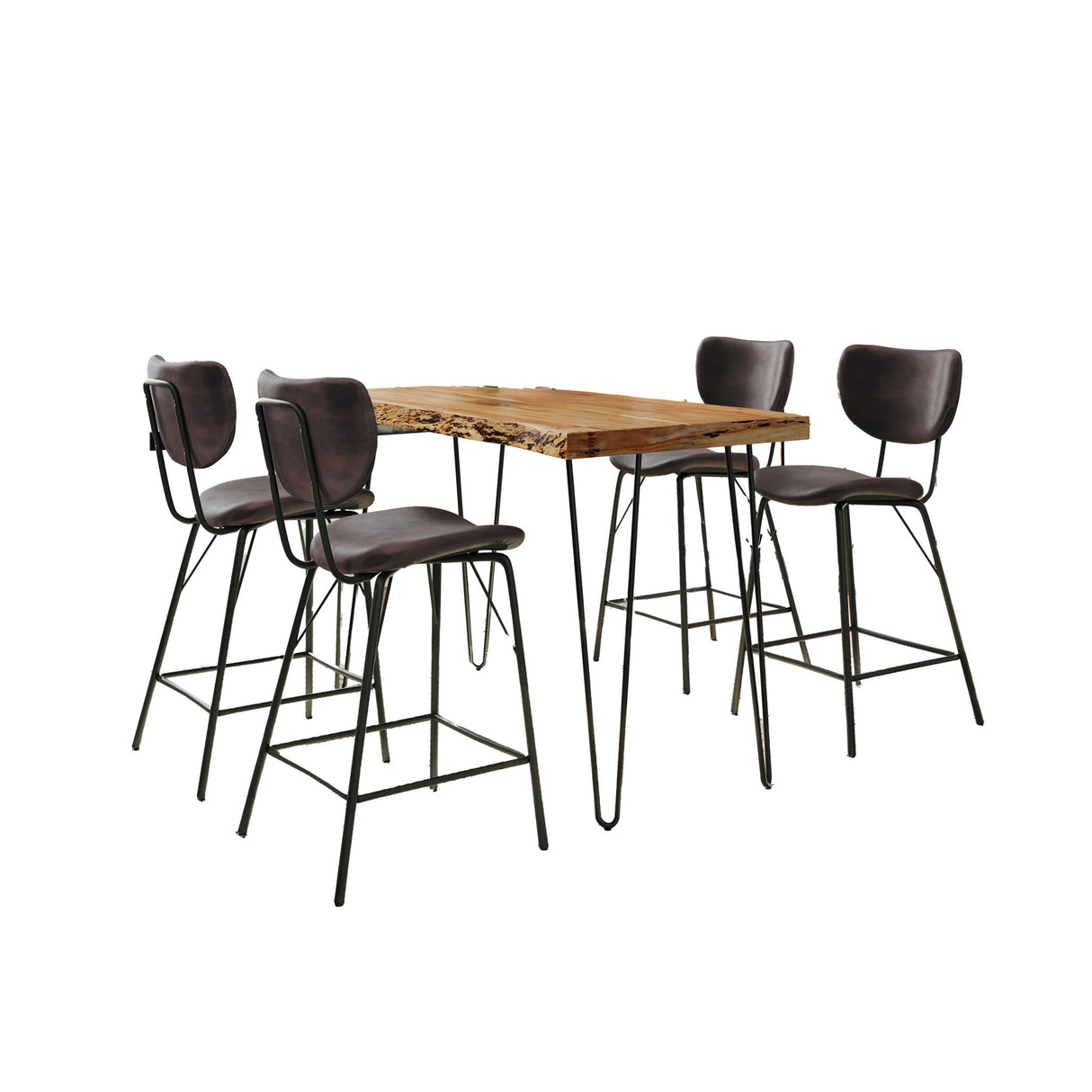 Nature's Edge - 5 Piece Counter Set With Modern Barstools - Natural