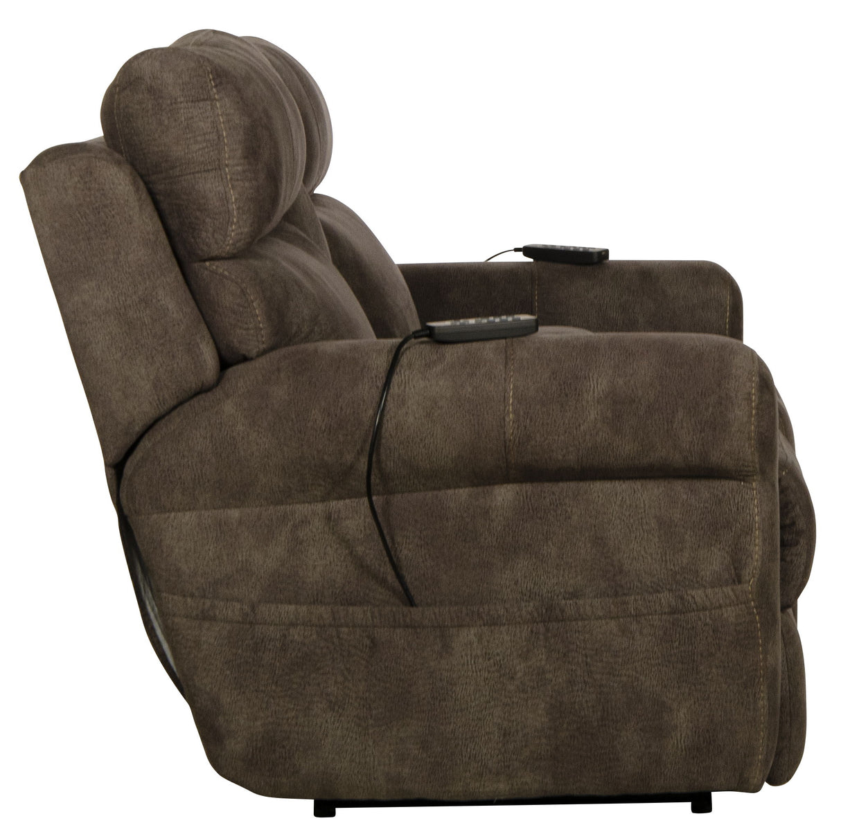 Tranquility - Power Headrest Power Lay Flat Reclining Cons Loveseat With CR3 Heat / Massage / Lumbar - Pewter