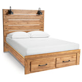 Pasklyn - Brown - King Panel Storage Bed