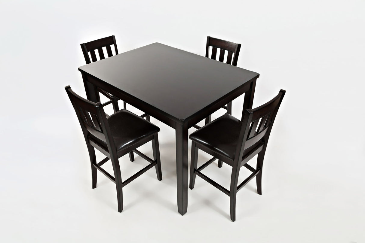 Dark Rustic Prairie - Counter 5 Piece Dining Set - Dark Brown