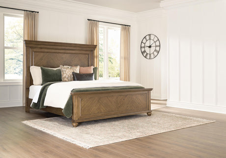 Karallin - King Panel Bed - Medium Brown