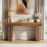 Rectangular Extra Long Console Table For Living Entryway - Rustic Brown