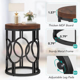 Round End Table Nightstand For Living - Brown / Black