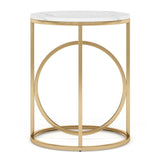 Round End Table - White / Gold