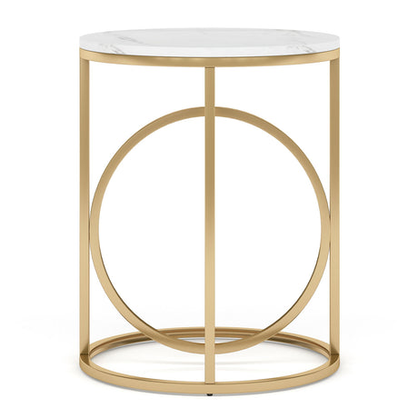 Round End Table - White / Gold