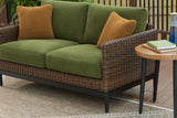 Horizon Hall - Brown / Green - Loveseat With Cushion