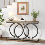 Console Table Narrow Long With Geometric Frame - Gray
