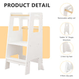 Standing Tower, Child Kitchen Step Stool Toddler, Montessori Stool Adjustable Height - White