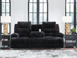 Rhine Falls - Onyx - Reclining Power Sofa With Drop Down Table