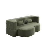 Convertible Plush Corduroy Foam-Filled Sleeper Sofa Bed With 2 Pillows