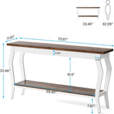 Console Table With Design, Extra Long Sofa Table For Living Entryway - Brown / White