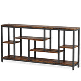 Tribesigns - Extra Long Console Table, 3 Tier With Storage Shelves - Rustic Brown