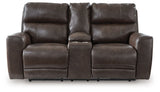 Crossplex - Smoke - Power Recline Loveseat / Console / Adjustable Headrest