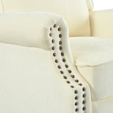 Push Back Recliner Chair Upholstered Recliner Armchair With Classic Wing Back And Solid Gourd-Shaped Legs