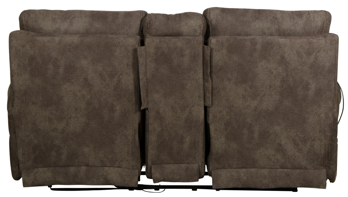 Tranquility - Power Headrest Power Lay Flat Reclining Cons Loveseat With CR3 Heat / Massage / Lumbar - Pewter