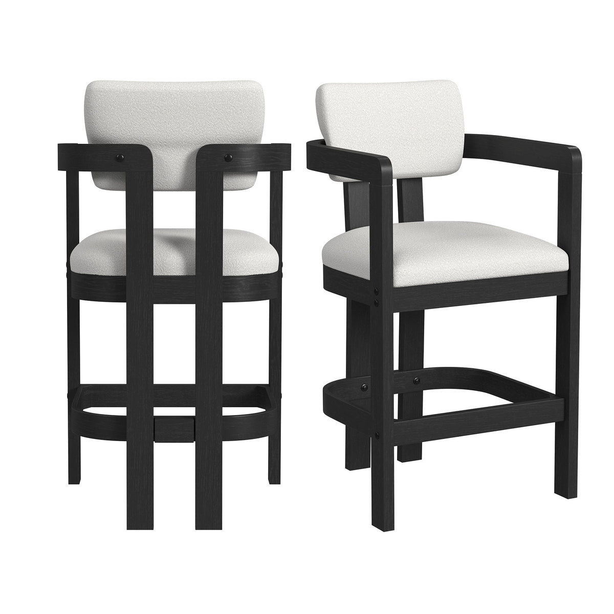 Portland - Arm Barstool (Set of 2) - Black / White