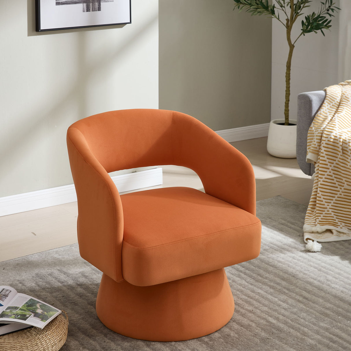 Swivel Barrel Chair With 360 Degree Rotation